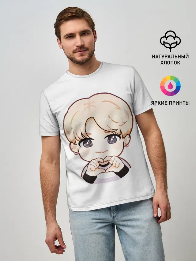 Мужская базовая футболка с принтом «BTS»