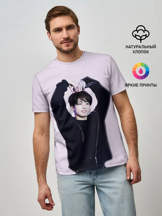 Мужская базовая футболка с принтом «BTS»