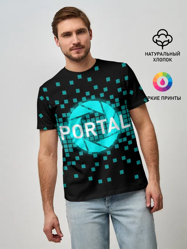 Мужская базовая футболка с принтом «Portal series»