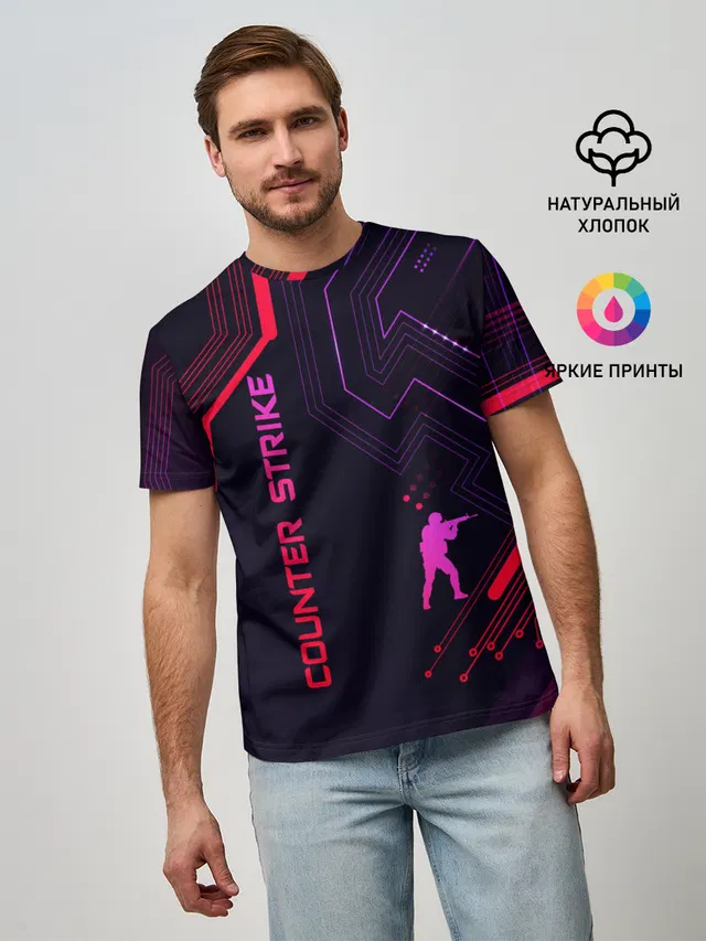 Мужская базовая футболка с принтом «Counter-Strike — CS:GO»