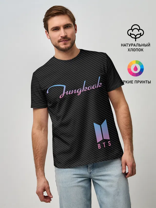 Мужская базовая футболка с принтом «BTS — BTS Jungkook»