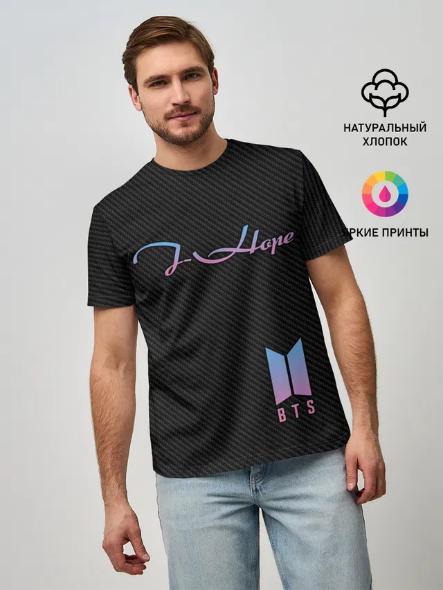 Мужская базовая футболка с принтом «BTS — BTS J-Hope»