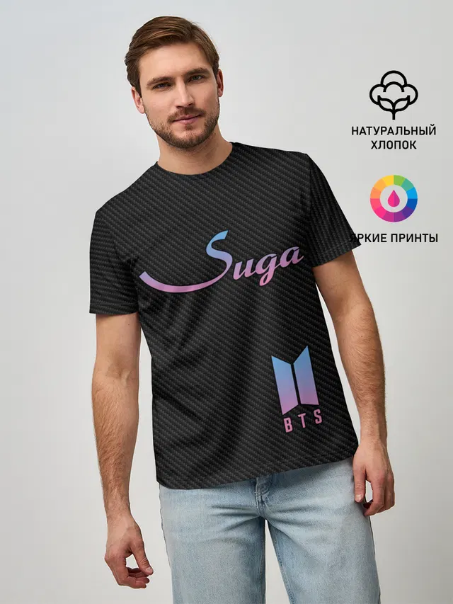 Мужская базовая футболка с принтом «BTS — BTS Suga»