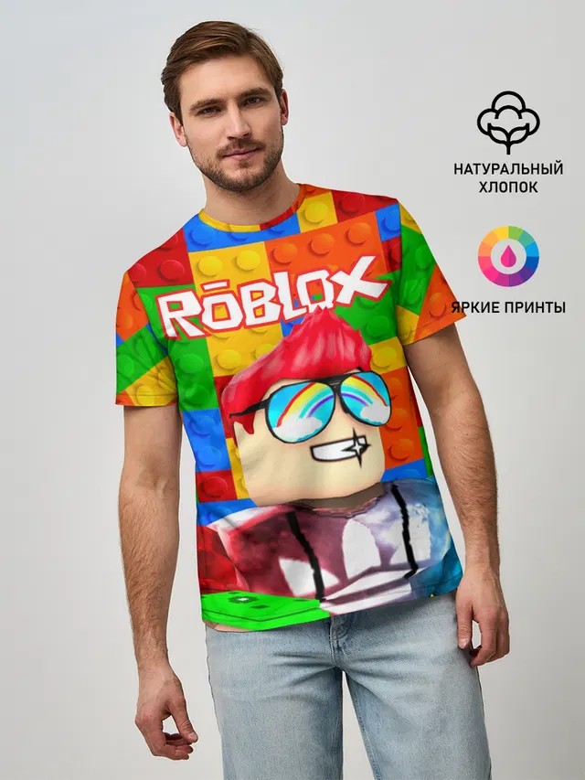 Мужская базовая футболка с принтом «Роблокс — ROBLOX [3]»