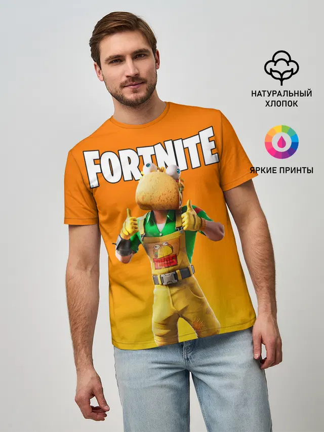 Мужская базовая футболка с принтом «Фортнайт — Fortnite [007]»