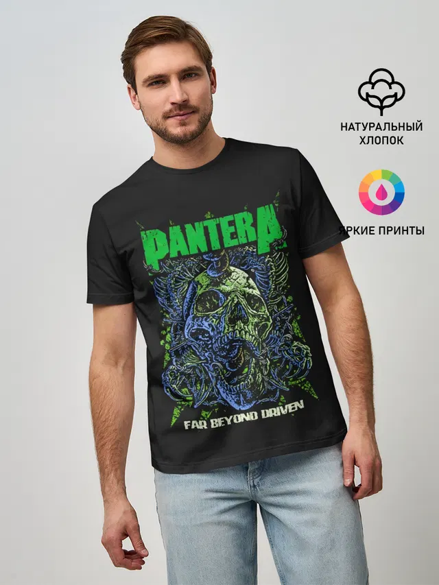 Мужская базовая футболка с принтом «Разный рок — PANTERA»