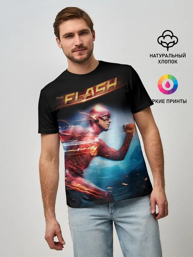 Мужская базовая футболка с принтом «Флэш — The Flash»