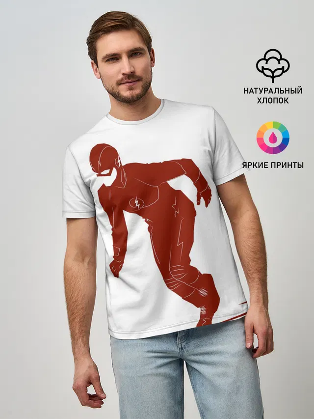 Мужская базовая футболка с принтом «Флэш — The Flash»