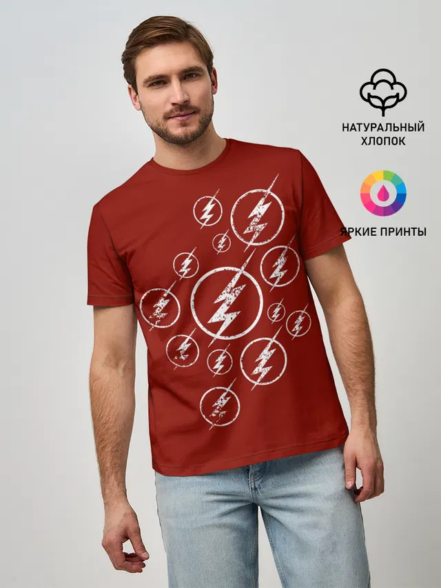 Мужская базовая футболка с принтом «Флэш — The Flash Logo»