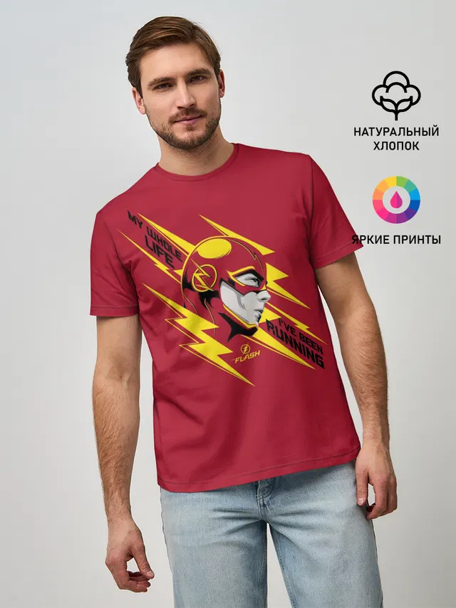 Мужская базовая футболка с принтом «Флэш — The Flash»
