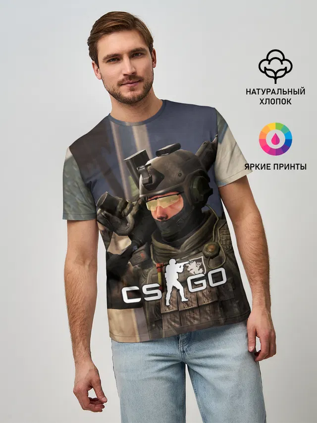 Мужская базовая футболка с принтом «Counter-Strike — CS:GO»