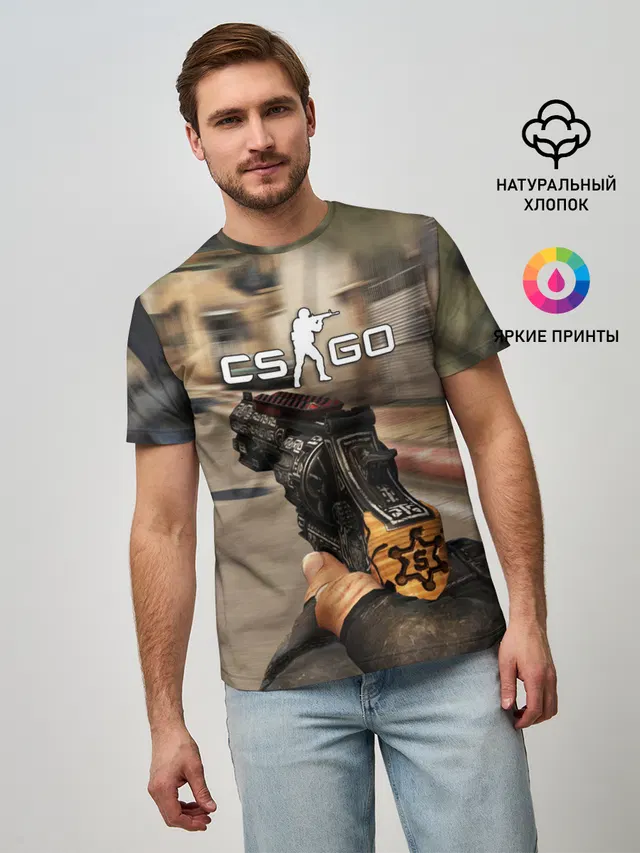Мужская базовая футболка с принтом «Counter-Strike — CS:GO»