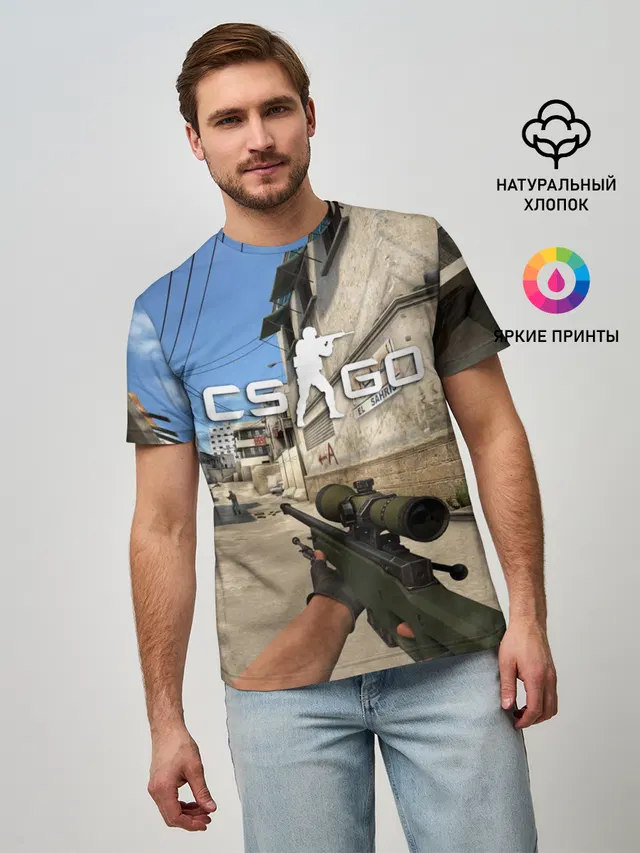 Мужская базовая футболка с принтом «Counter-Strike — CS:GO»