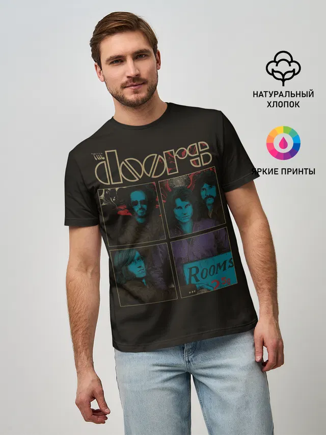 Мужская базовая футболка с принтом «Разный рок — The Doors»