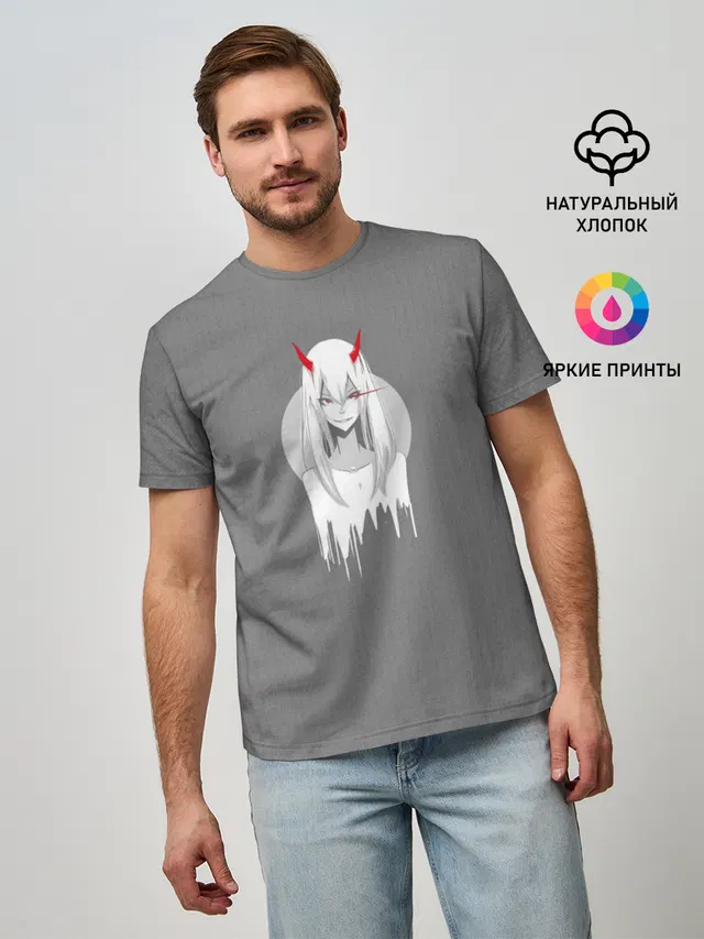 Мужская базовая футболка с принтом «Убийца Напарников Zero Two»