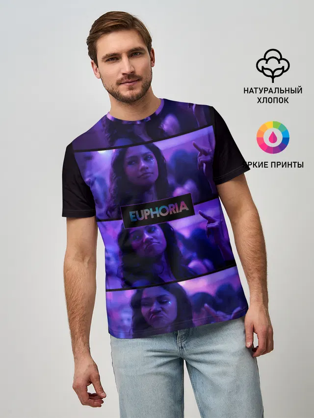 Мужская базовая футболка с принтом «Zendaya — сериал Euphoria»