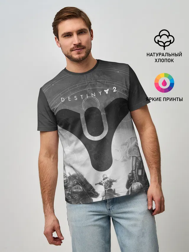 Мужская базовая футболка с принтом «Destiny»