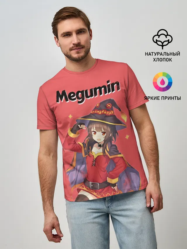 Мужская базовая футболка с принтом «Megumin показывает силу»