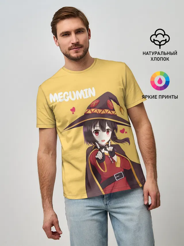 Мужская базовая футболка с принтом «Megumin ноу ноу»