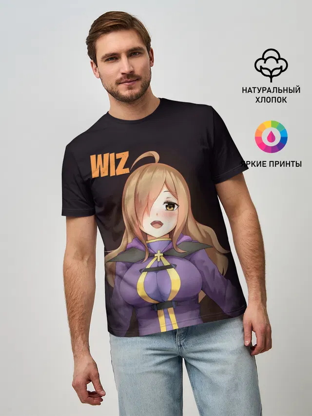 Мужская базовая футболка с принтом «Wiz»