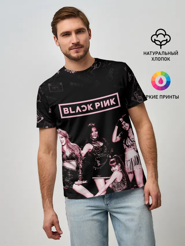 Мужская базовая футболка с принтом «BlackPink»
