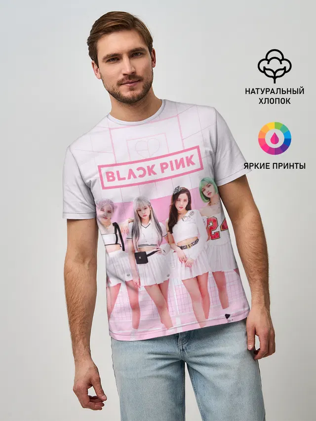 Мужская базовая футболка с принтом «BlackPink»