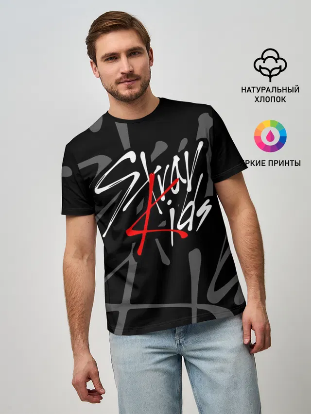 Мужская базовая футболка с принтом «Stray Kids»