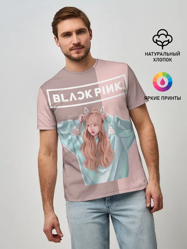 Мужская базовая футболка с принтом «BlackPink»