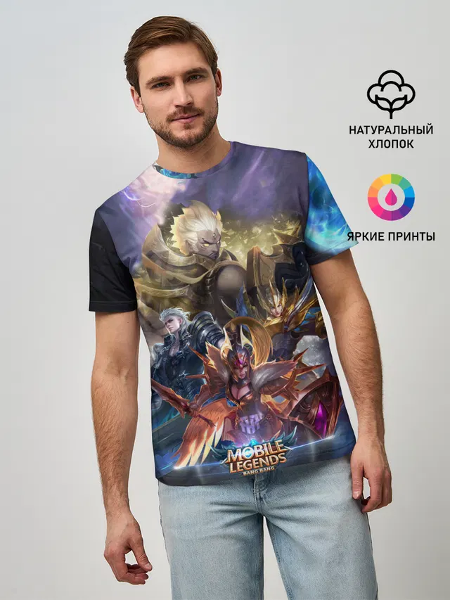 Мужская базовая футболка с принтом «Mobile Legends: Bang Bang»