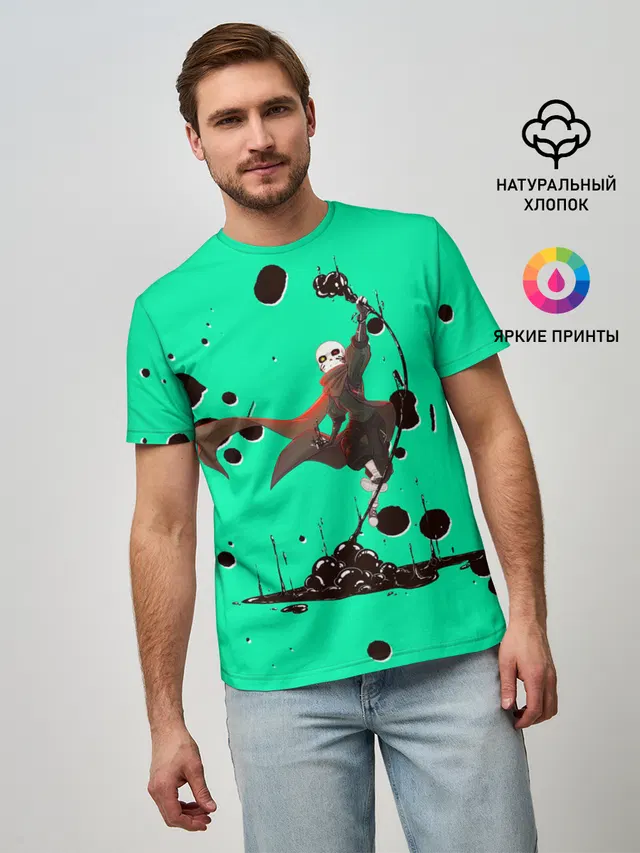 Мужская базовая футболка с принтом «Ink!Sans»