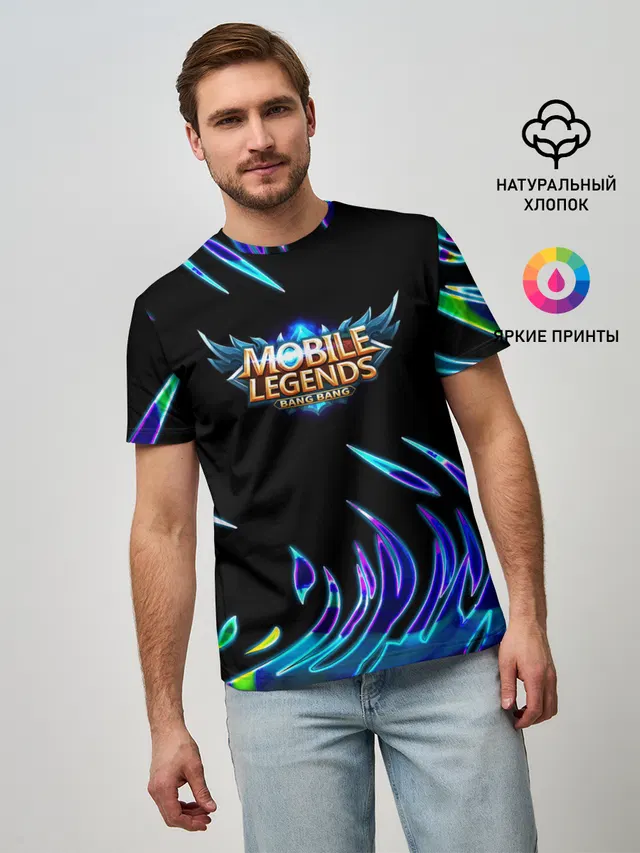 Мужская базовая футболка с принтом «Mobile Legends: Bang Bang»