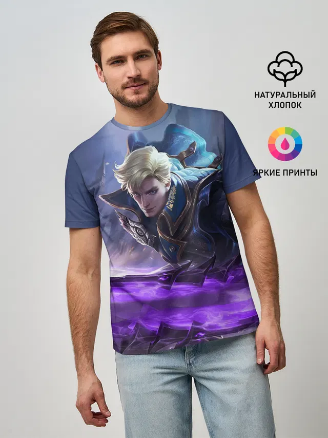 Мужская базовая футболка с принтом «Mobile Legends: Bang Bang — Алукард - Mobile Legends»