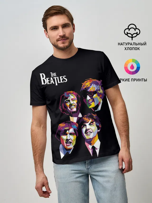 Мужская базовая футболка с принтом «The Beatles»