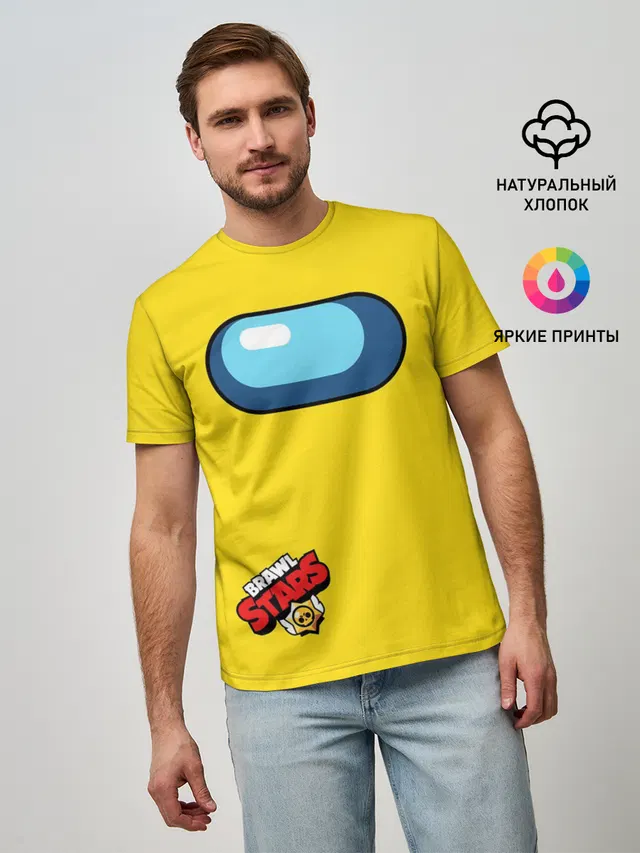 Мужская базовая футболка с принтом «Crewmate — Among Us + Brawl Stars»