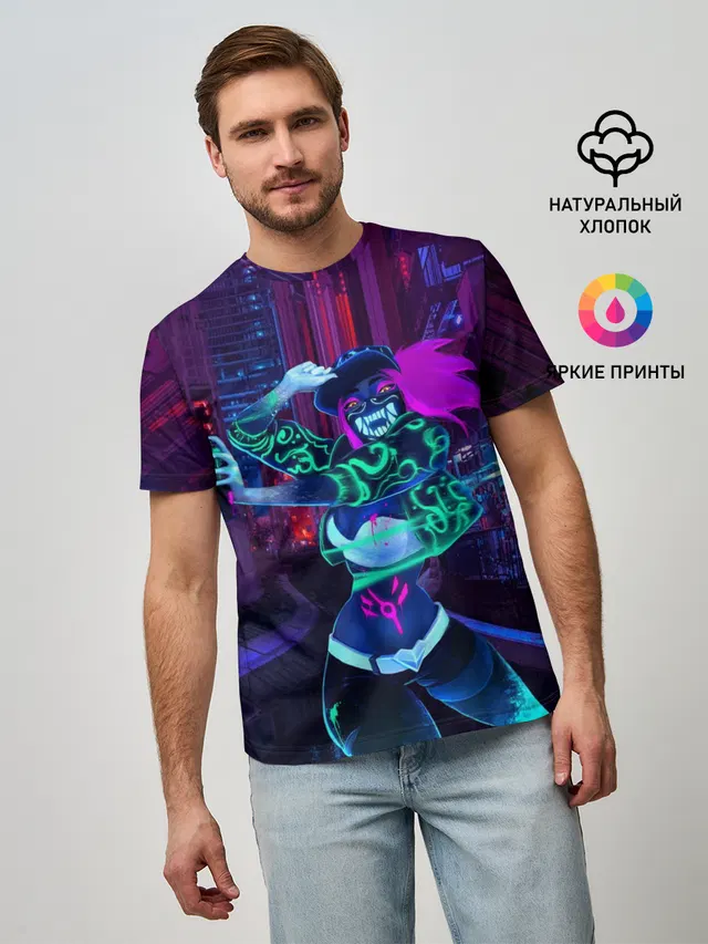 Мужская базовая футболка с принтом «Graffiti — KDA Akali»