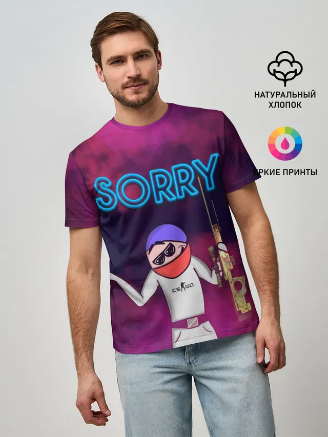Мужская базовая футболка с принтом «Counter-Strike — Sorry CS GO»