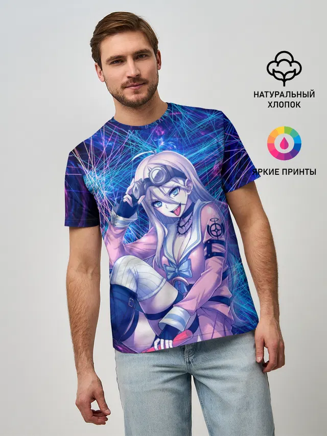Мужская базовая футболка с принтом «Danganronpa neon»