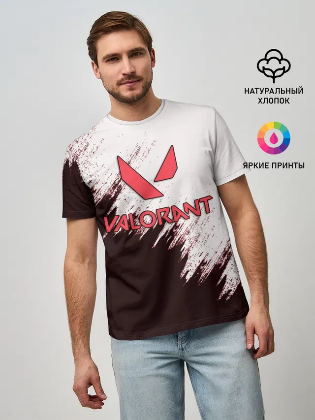 Мужская базовая футболка с принтом «Brush stroke»