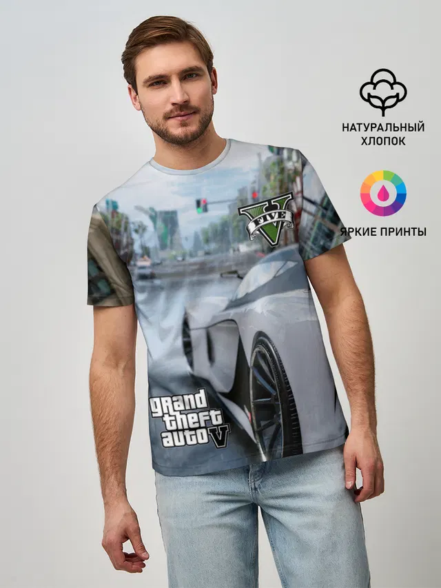 Мужская базовая футболка с принтом «GTA — Gta V»