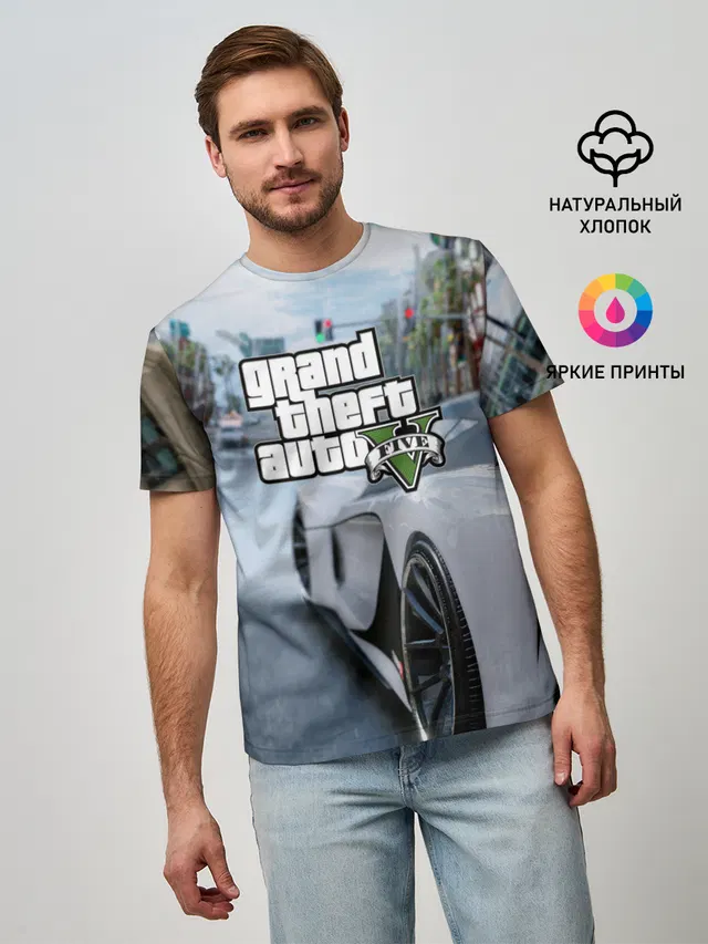 Мужская базовая футболка с принтом «GTA — GTA V»