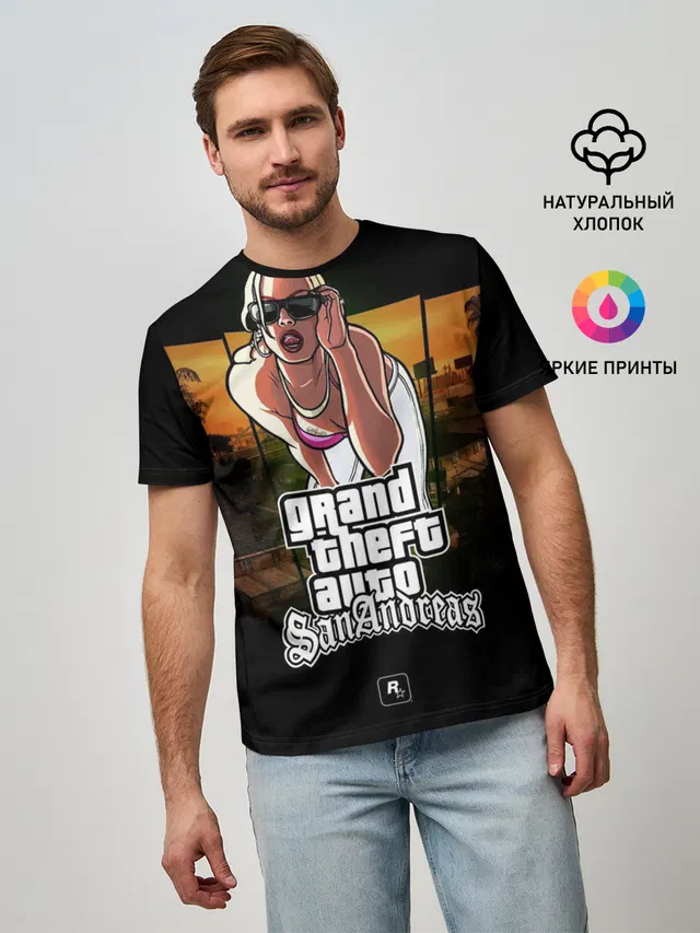 Мужская базовая футболка с принтом «GTA — Gta SA»