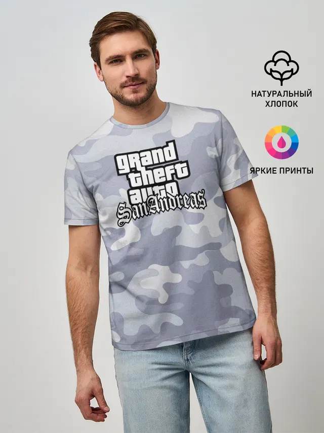 Мужская базовая футболка с принтом «GTA — GTA SA»