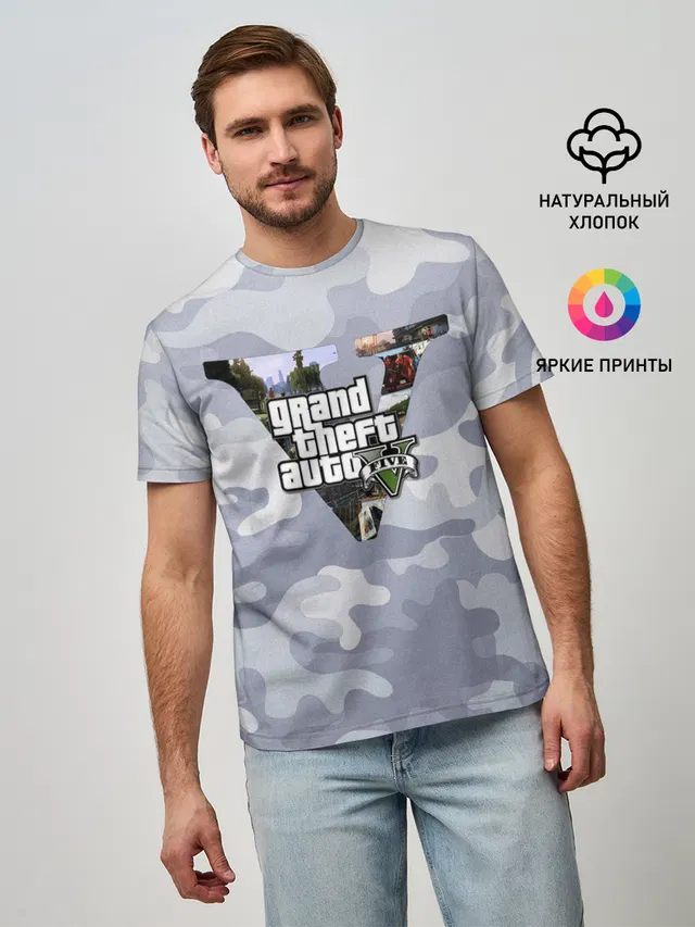 Мужская базовая футболка с принтом «GTA — GTA V»