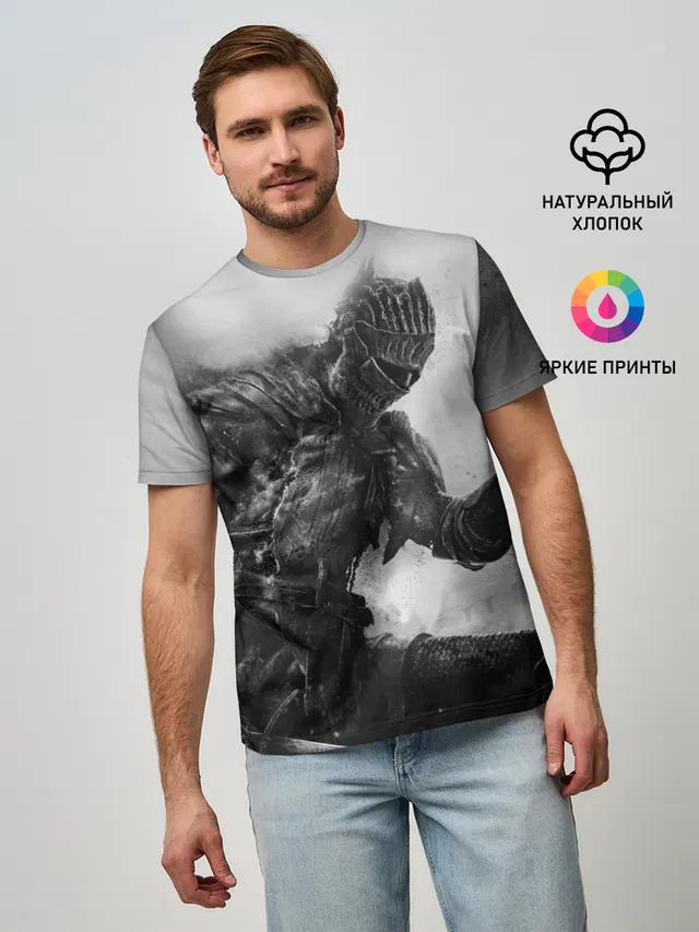 Мужская базовая футболка с принтом «Разные игры — DARK SOULS»