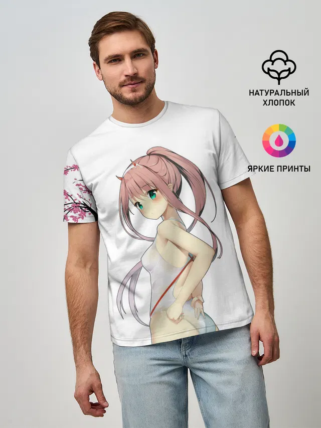 Мужская базовая футболка с принтом «Darling sakura»