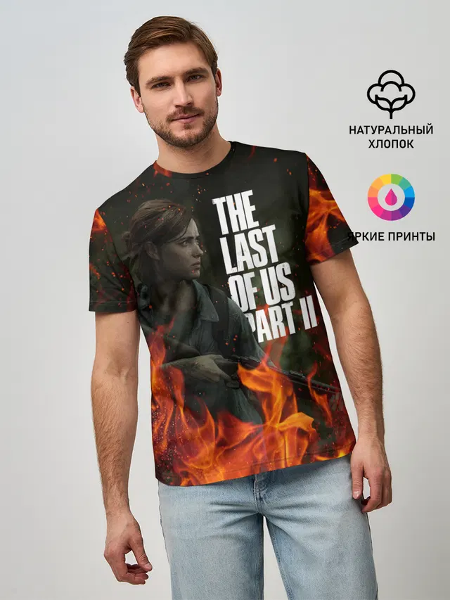 Мужская базовая футболка с принтом «Fire — THE LAST OF US 2»