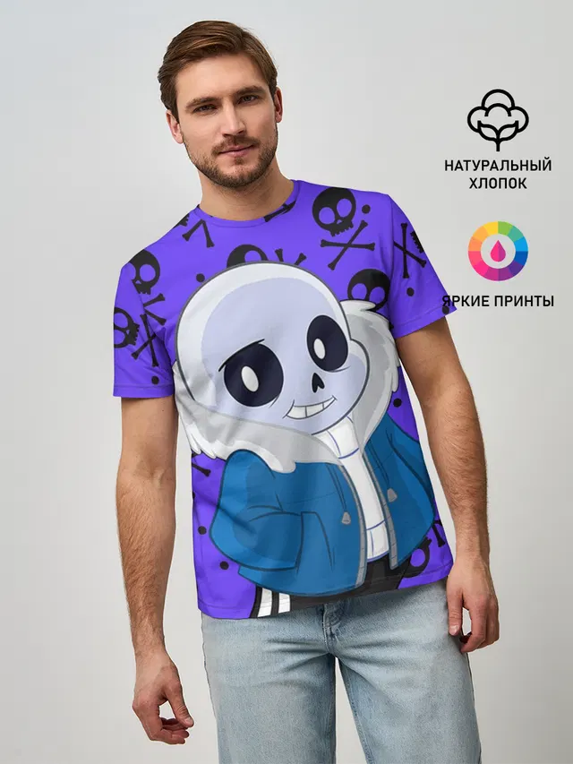 Мужская базовая футболка с принтом «Санс Undertale»