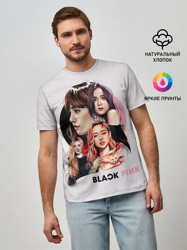 Мужская базовая футболка с принтом «BlackPink»