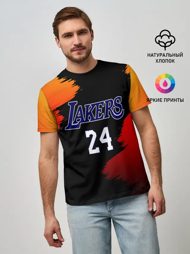 Мужская базовая футболка с принтом «Лейкерс — Kobe Brya»