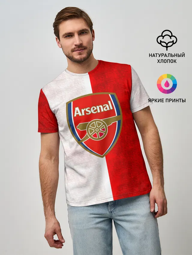 Мужская базовая футболка с принтом «FC Arsenal 3D»